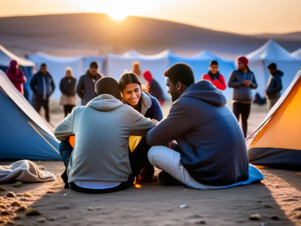 Refugiados en campo comparten historias y apoyo, mostrando resiliencia y esperanza en medio de la crisis de salud mental