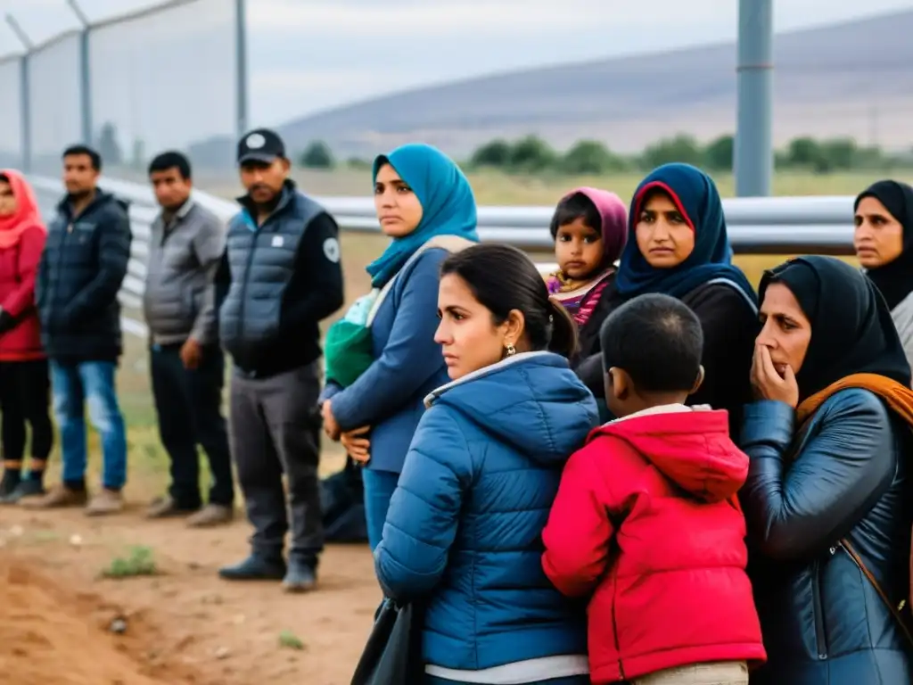 Refugiados frente a políticas restrictivas fronterizas, expresando esperanza y desesperación