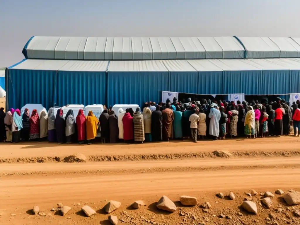 Refugiados esperan atención médica en campamento, desafío salud refugiados conflicto