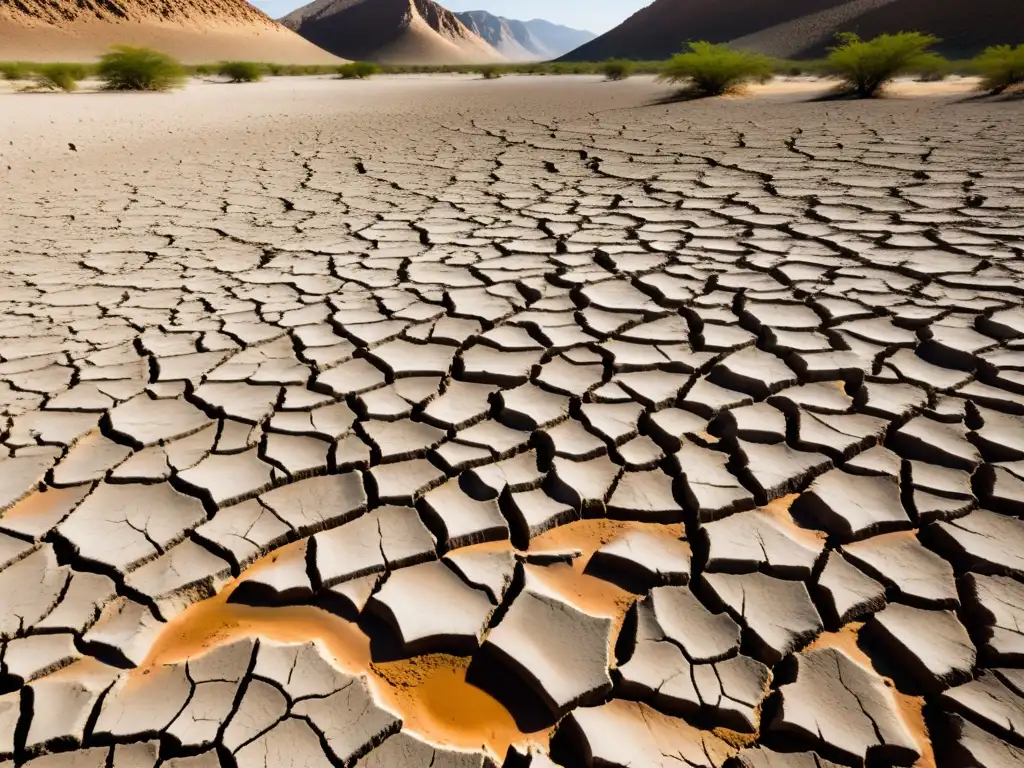 Un río seco bajo el sol abrasador, reflejo de la escasez de agua y conflictos por los derechos hídricos en un mundo árido