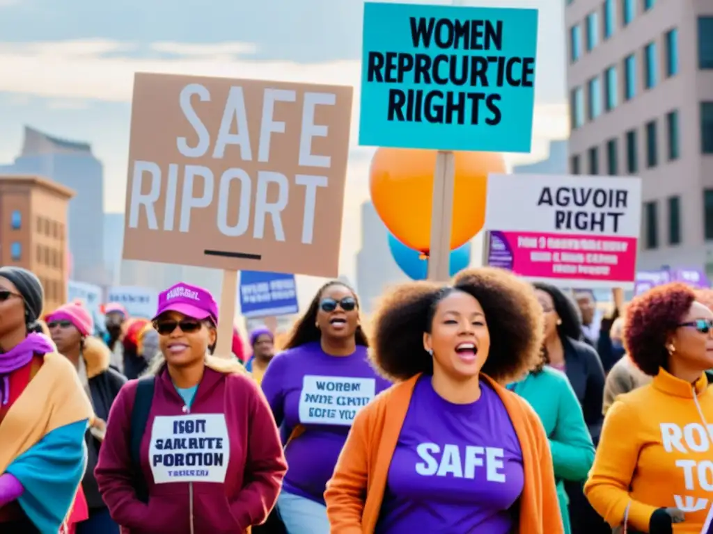 Manifestación urbana: mujeres marchan por el derecho al aborto