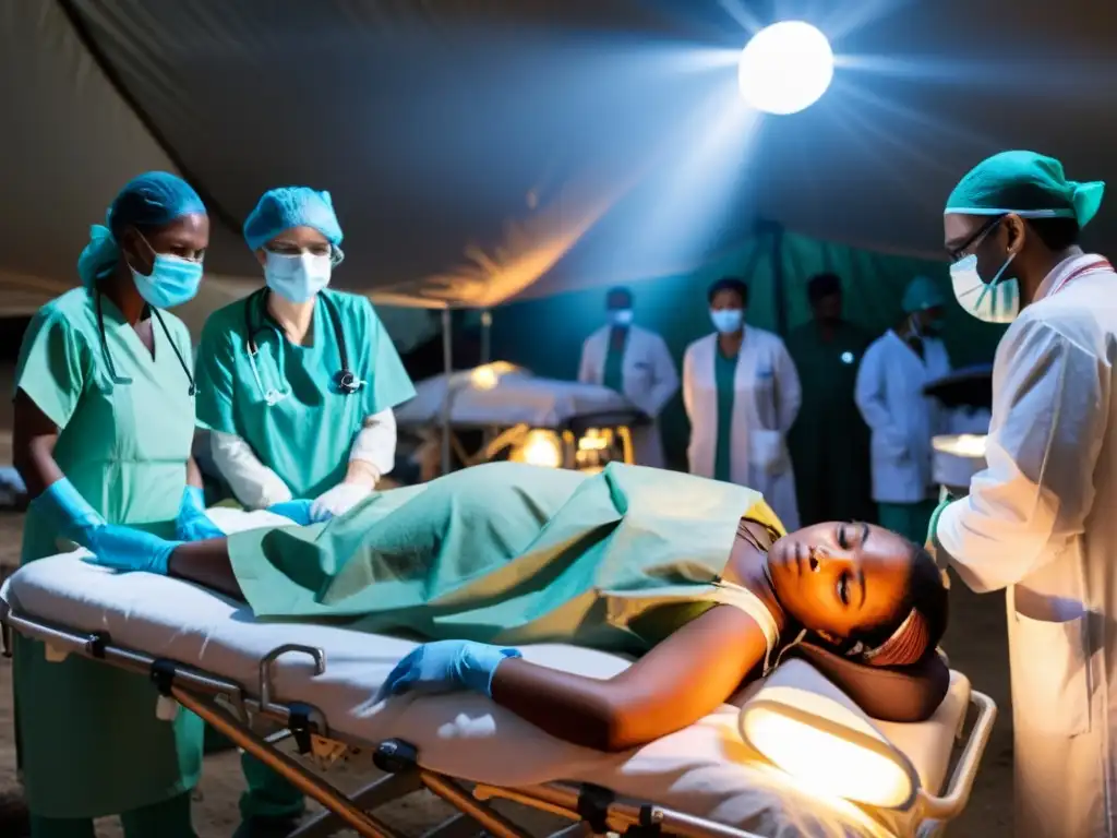 Héroes médicos: salvando vidas en el caos Valientes médicos en zonas de guerra luchan por salvar vidas en un hospital improvisado