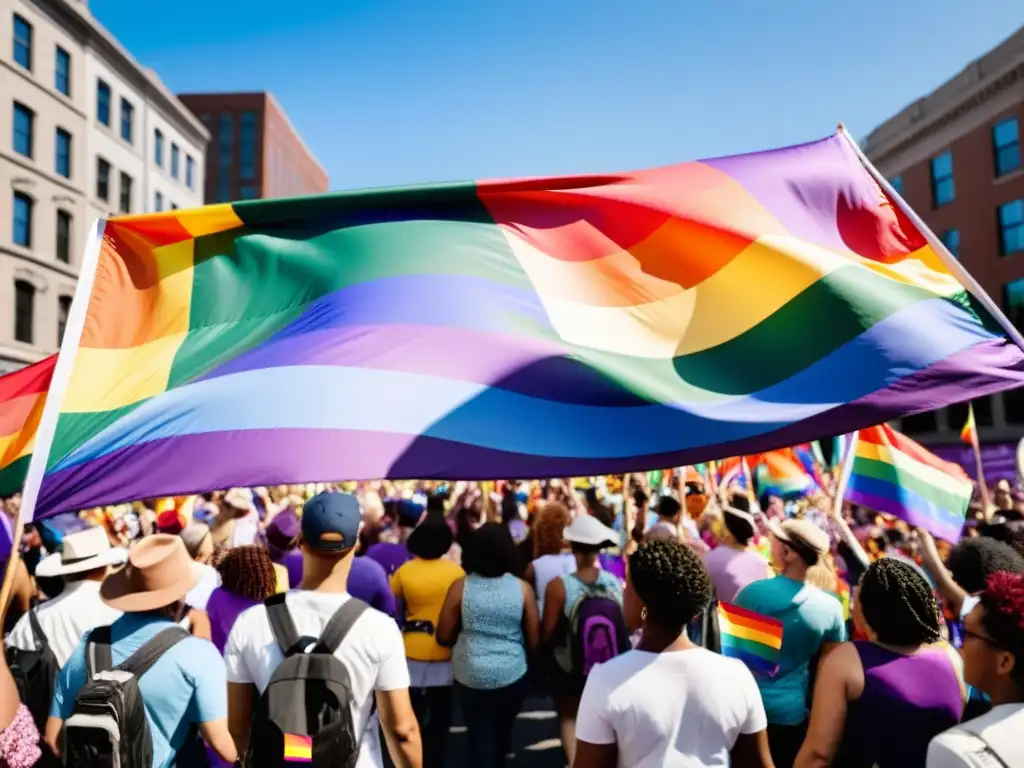 Vibrante manifestación de activismo LGBTQ+ con pancartas a favor de derechos de mujeres trans