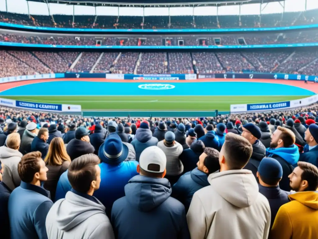 Vigilancia en competiciones deportivas globales: Cámaras de seguridad captando la emoción y la vigilancia en un estadio lleno de gente