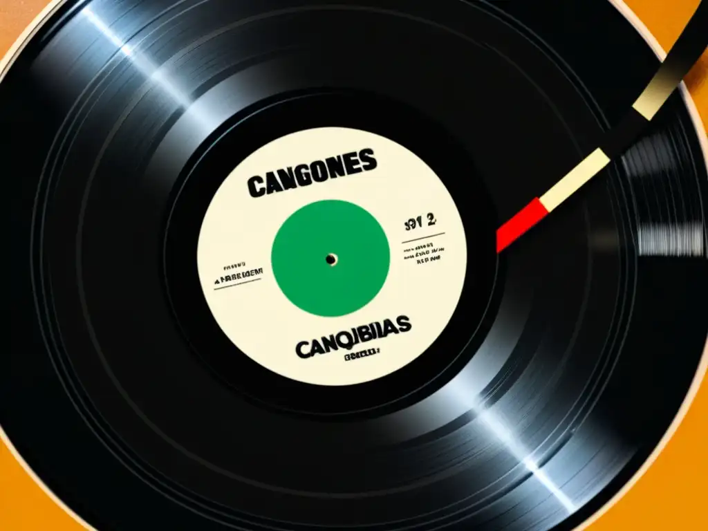 Un vinilo gira en un tocadiscos vintage con la etiqueta 'Canciones Prohibidas'