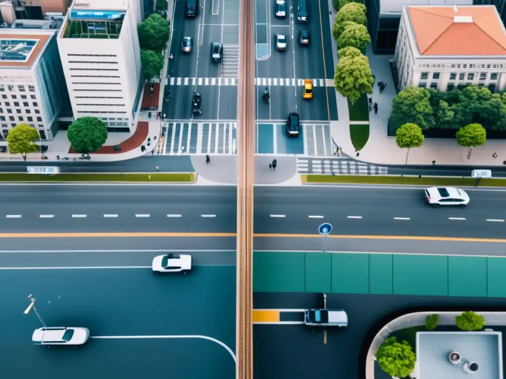 Vista aérea de una ciudad con medidas de seguridad y vida cotidiana, representando el análisis crítico seguridad nacional privacidad