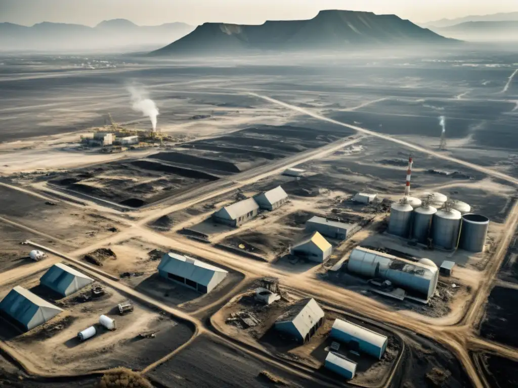 Vista aérea de la desolación por contaminación radioactiva en zonas de guerra