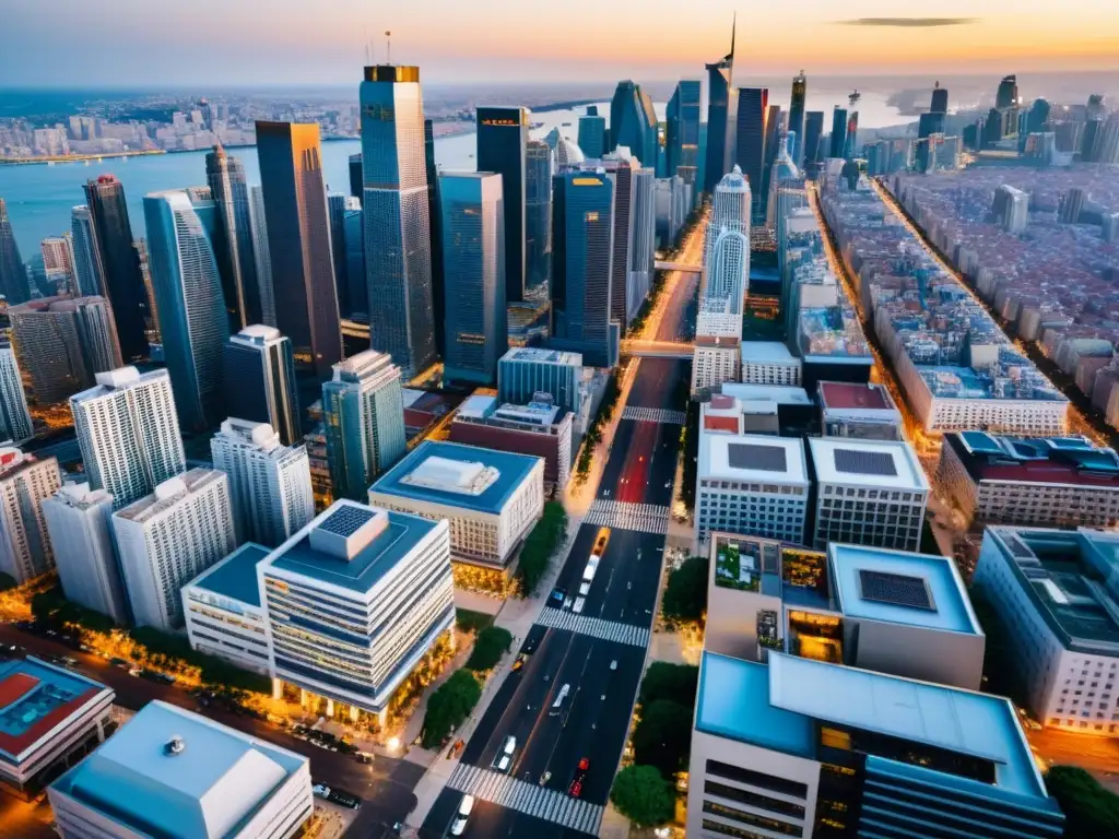 Vista aérea de la diversidad cultural reflejada en la arquitectura de una ciudad globalizada