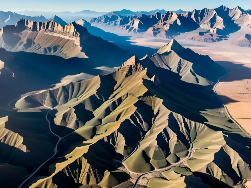 Vista aérea de drones militares sobre montañas, reflejando el uso de drones en conflictos bélicos