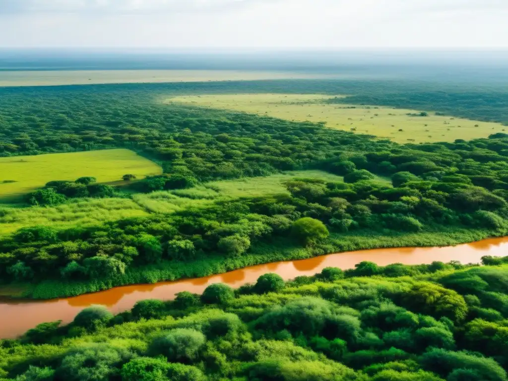 Vista aérea del extenso Chaco en Paraguay con comunidades Enxet y Sanapana defendiendo derechos humanos