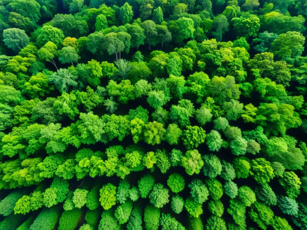 Vista aérea de exuberante bosque con vida silvestre