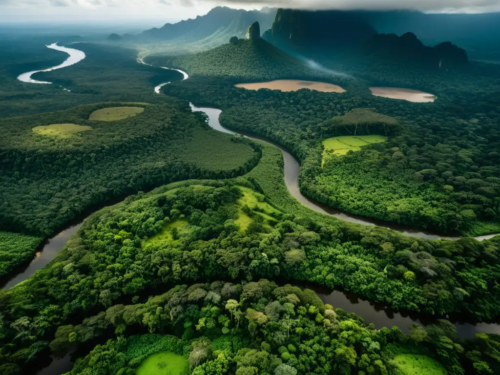 Vista aérea de la exuberante selva amazónica en Ecuador, resaltando su biodiversidad