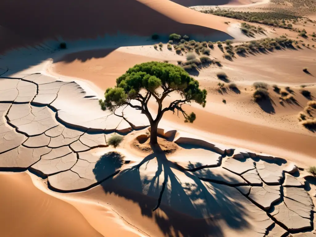 Vista aérea impactante de paisaje árido con tierra agrietada