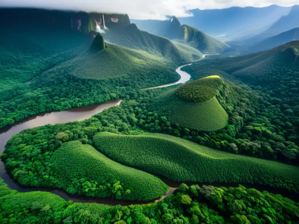 Vista aérea impresionante de la exuberante y vasta Raposa Serra do Sol en Brasil, consolidación territorios indígenas Brasil