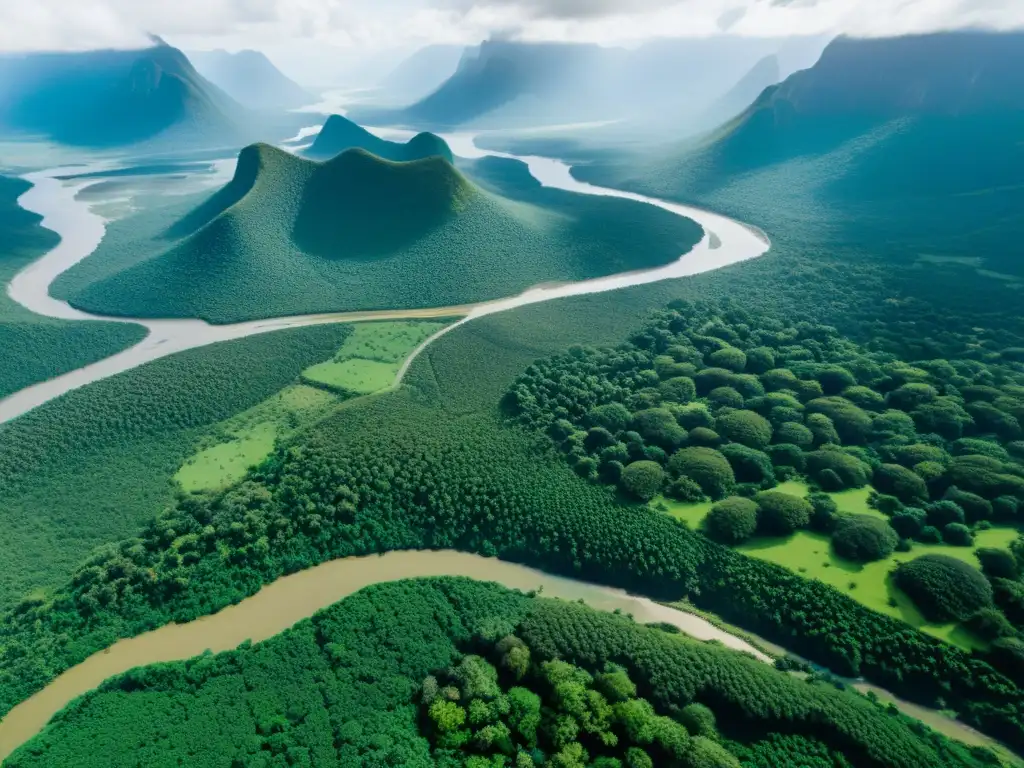 Vista aérea impresionante del territorio Lhaka Honhat en Argentina, mostrando su diverso paisaje y riqueza natural