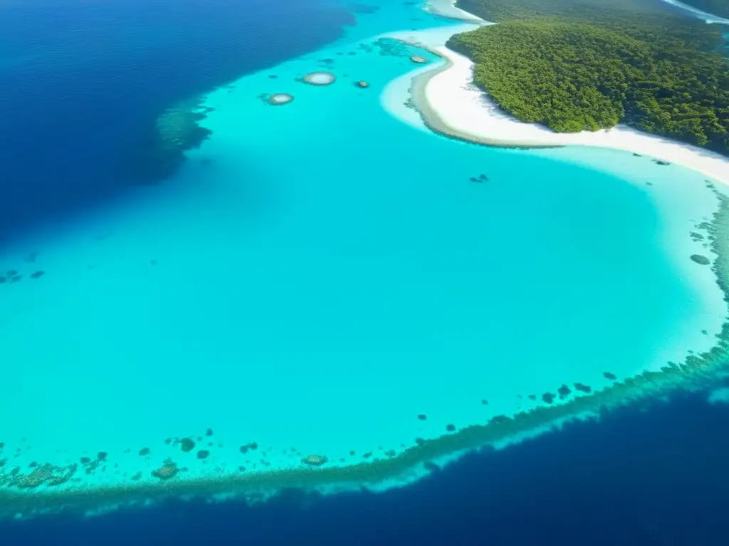 Vista aérea de un océano cristalino, mostrando la impactante belleza y el impacto del cambio climático en los derechos humanos