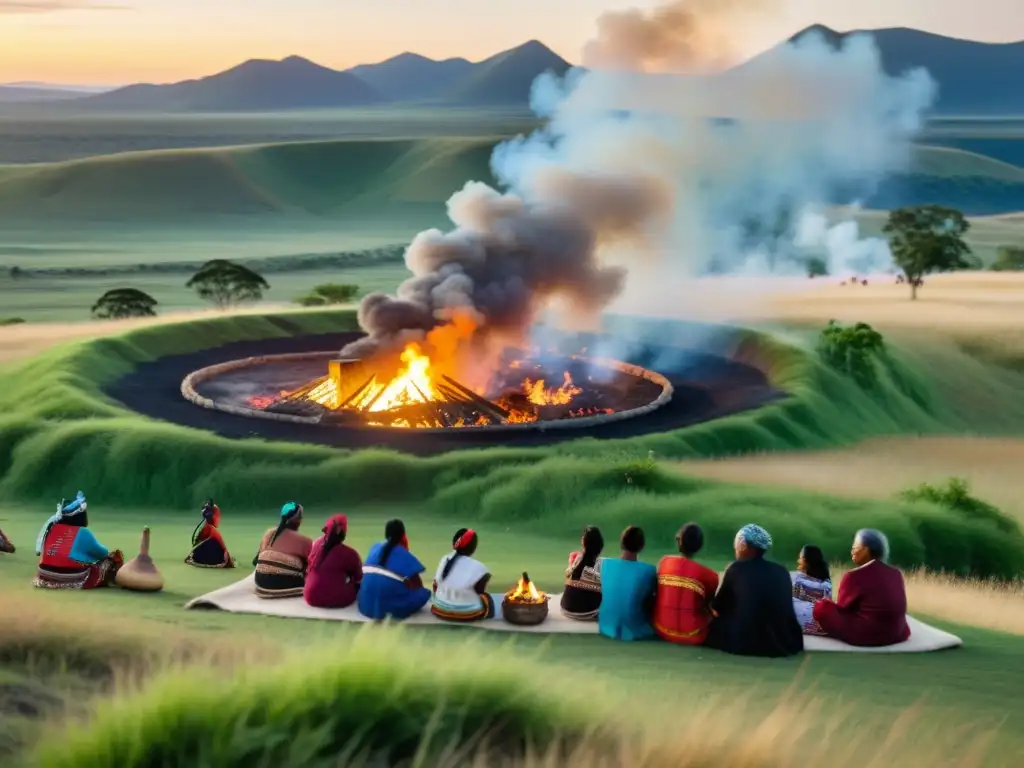 Vista panorámica de tierras indígenas, con ceremonias tradicionales y lucha por la preservación de derechos tierras tradicionales