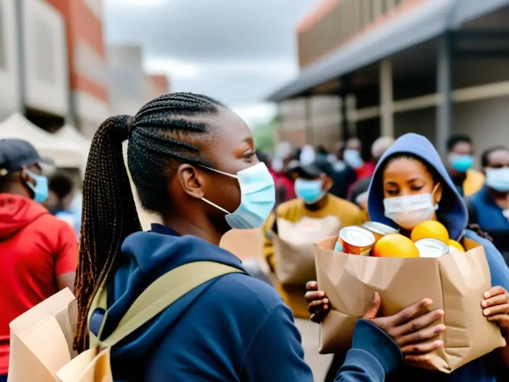 Voluntarios distribuyen alimentos a personas necesitadas con esperanza y gratitud