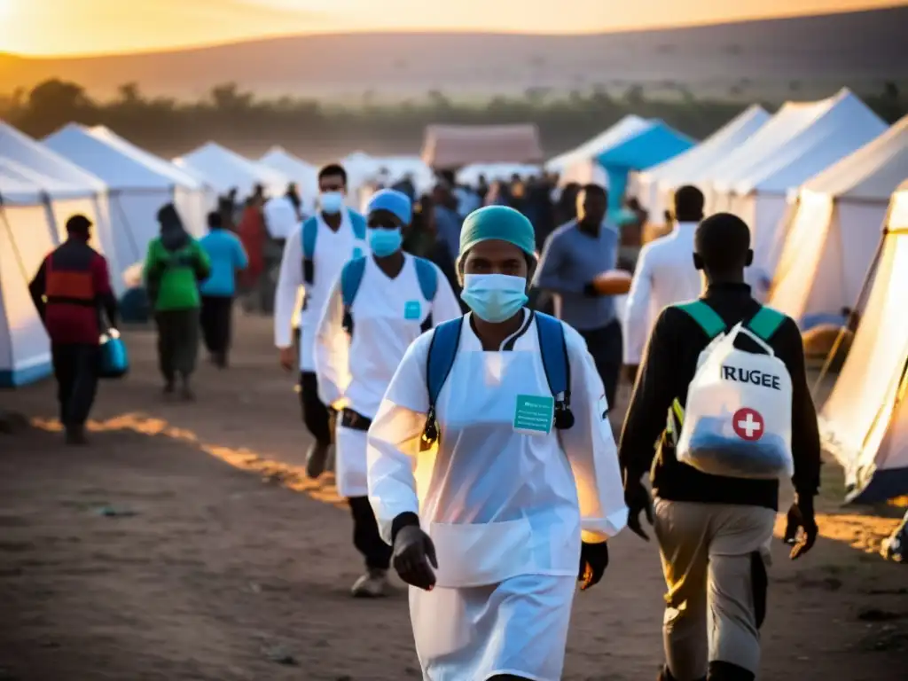 Voluntarios médicos en campamento de refugiados